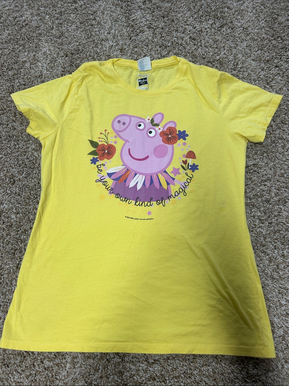 Hasbro Yellow Peppa Pig Floral Graphic Short Sleeve Tee